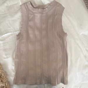 Zara Ribbed Knit Tank Top - Beige